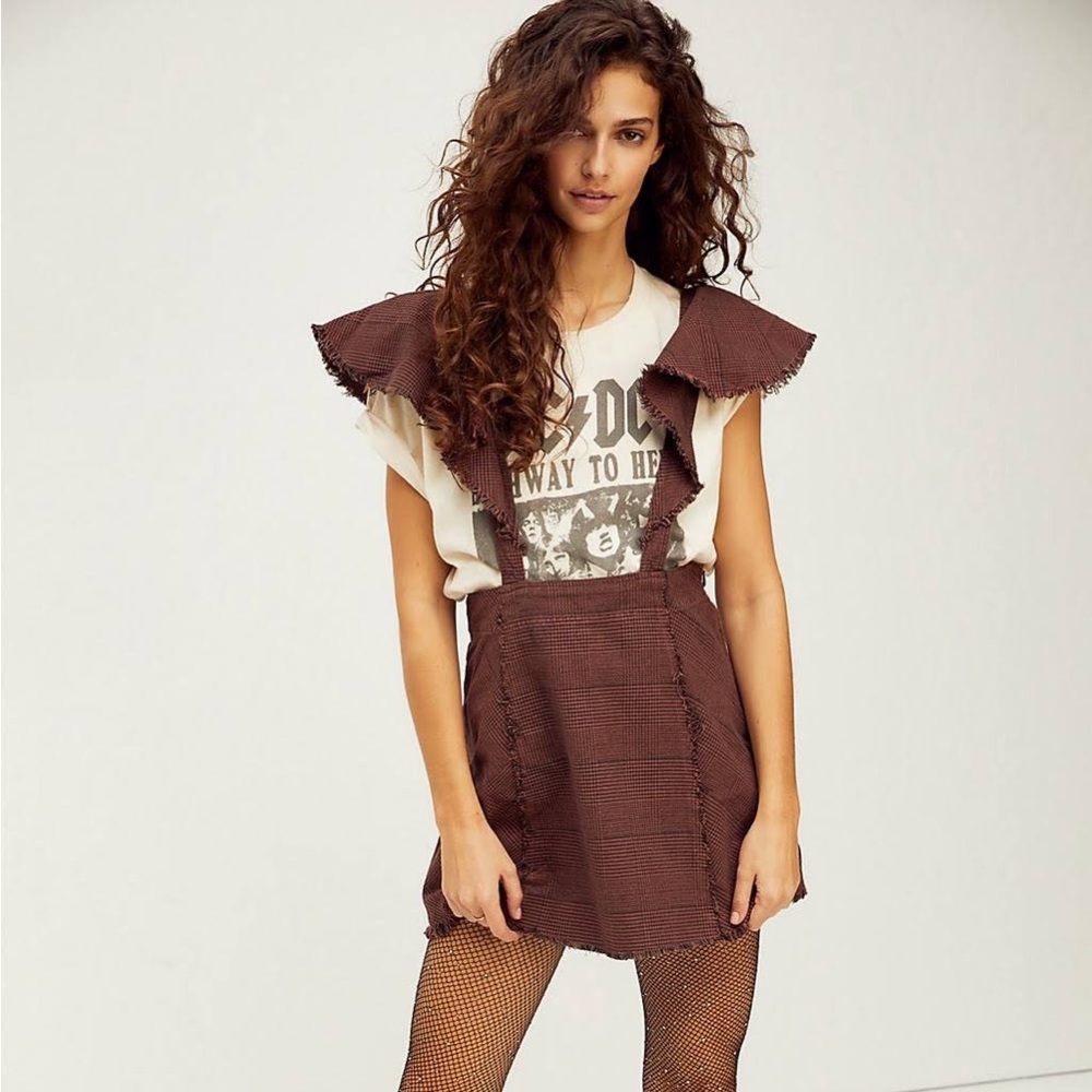 Free People Rowan Plaid Pinafore Skirt